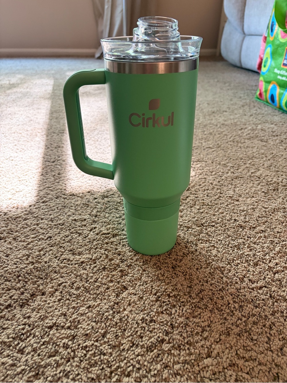 Cirkul Green Travel Mug with Handle - Insulated Drink Tumbler